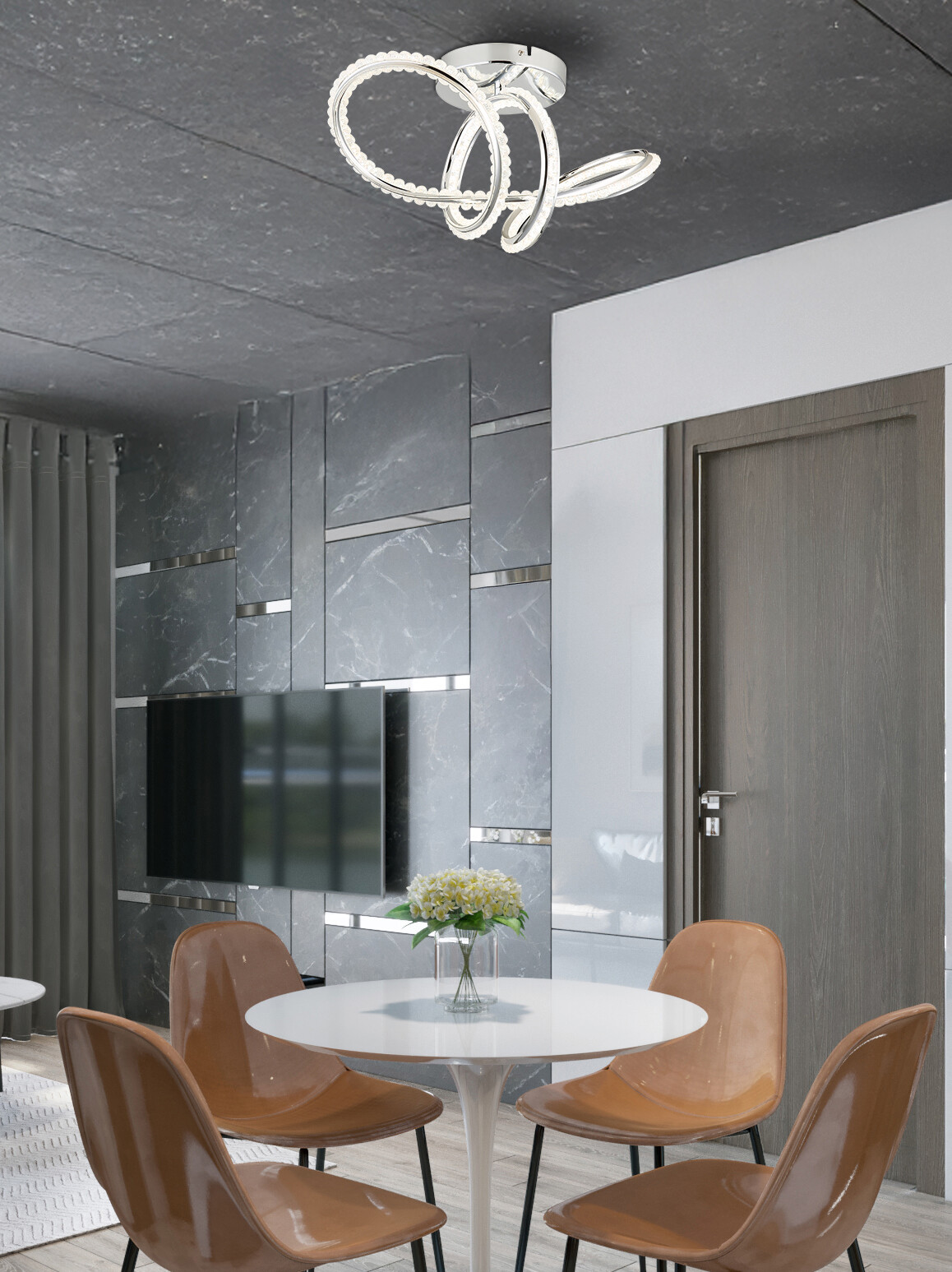 GLOBO LED-Deckenleuchte Chrom klar Metall Kunststoff B/H/L: ca. 25x25x50 cm 1 Brennstellen