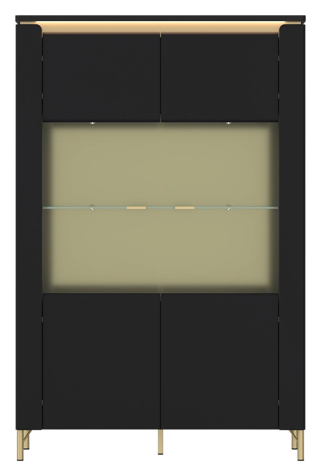 Highboard Norica schwarz matt gold Optik B/H/T: ca. 110x169x40 cm