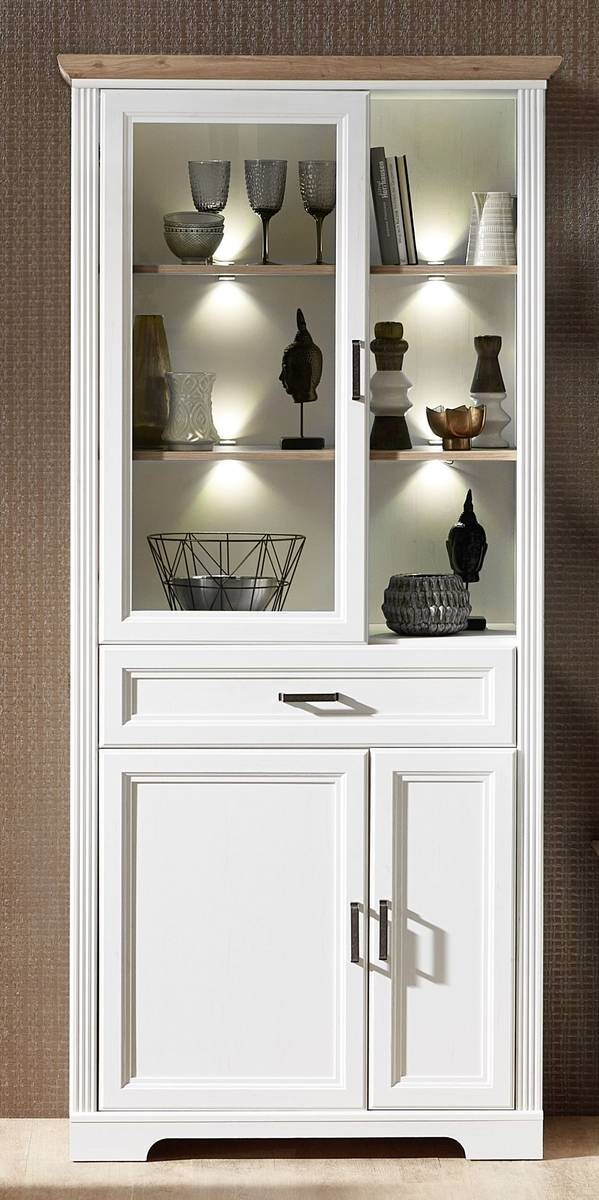 Standvitrine Jasmin Eiche Sonoma Nachbildung Pinie Nachbildung B/H/T: ca. 93x204x42 cm