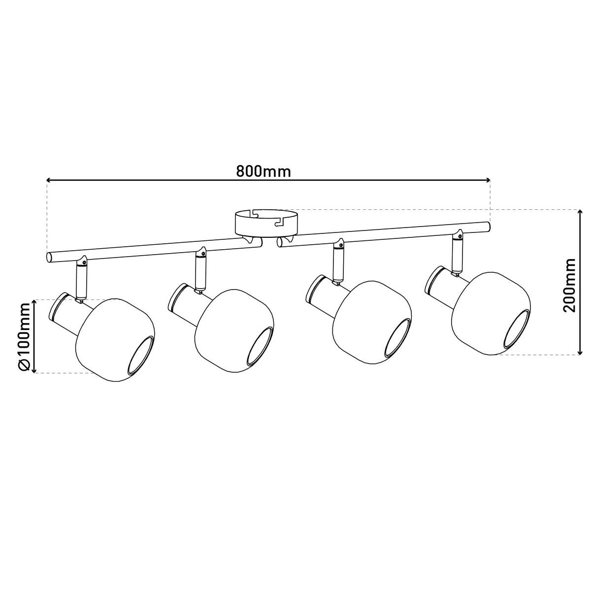 Näve Leuchten Spot gold Glas Metall B/H/T: ca. 80x20x10 cm E14 4 Brennstellen
