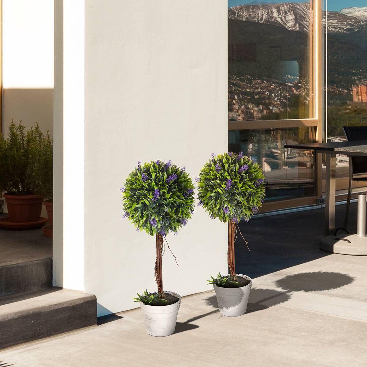 HOMCOM Kunstpflanze grün Edelstahl B/H/L: ca. 24x24x60 cm