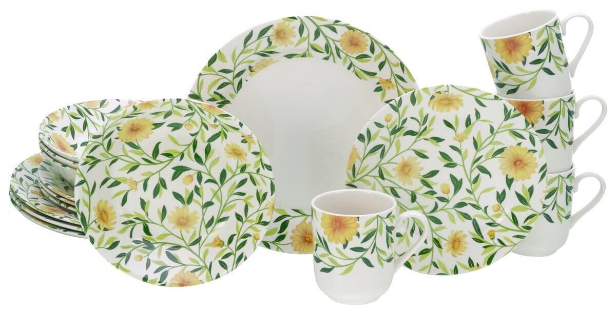 CreaTable Kombiservice Amarilla gelb Steingut 16 tlg.