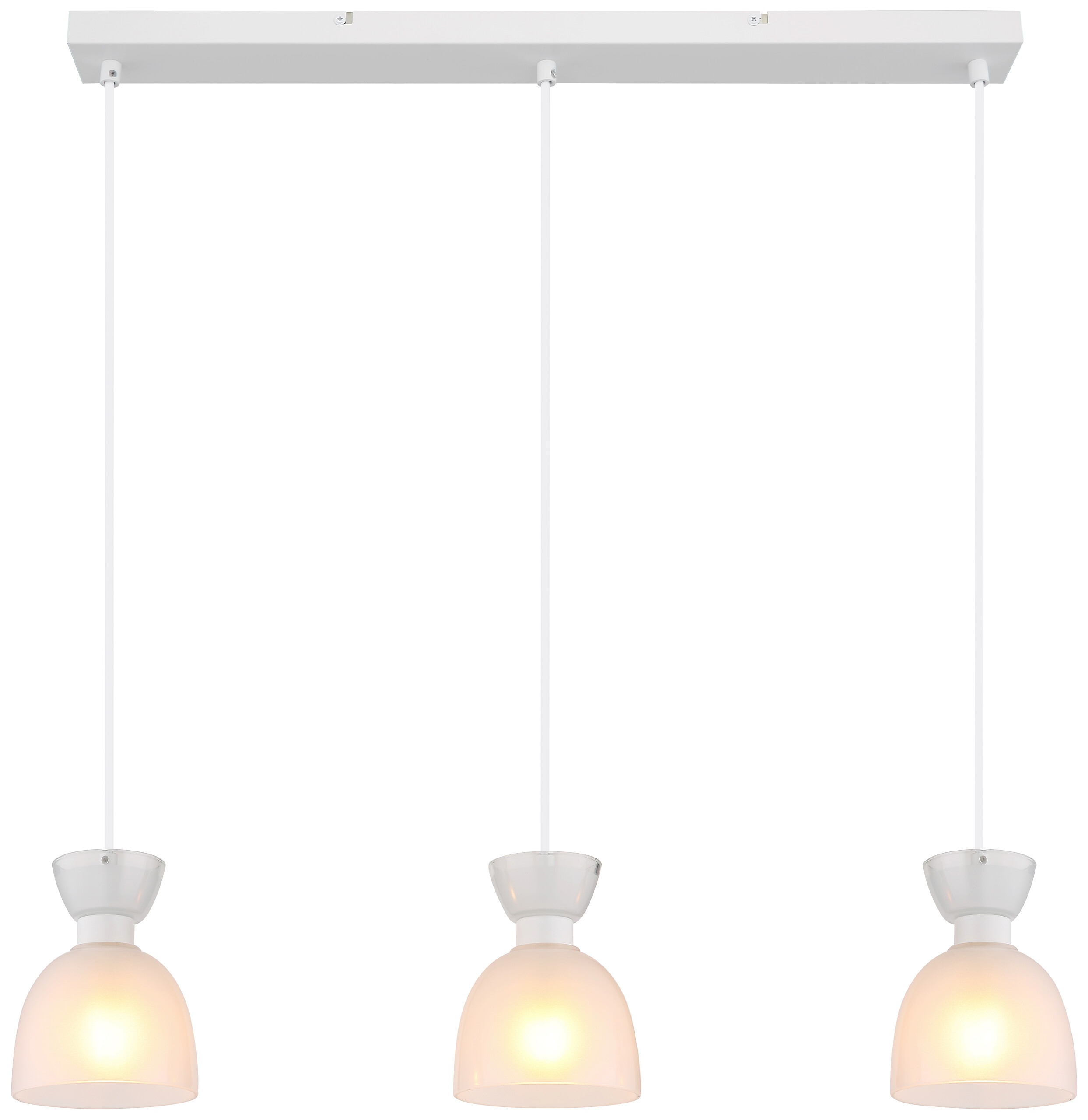 GLOBO Pendelleuchte Opal weiß Metall Glas B/H: ca. 65x120 cm E14 3 Brennstellen