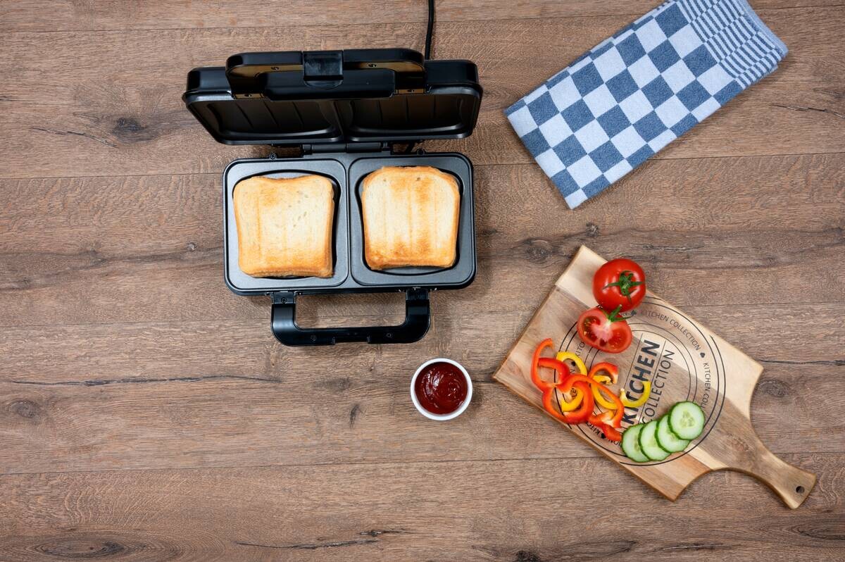 Sandwichtoaster silber schwarz B/H/L: ca. 12x26,5x31,5 cm