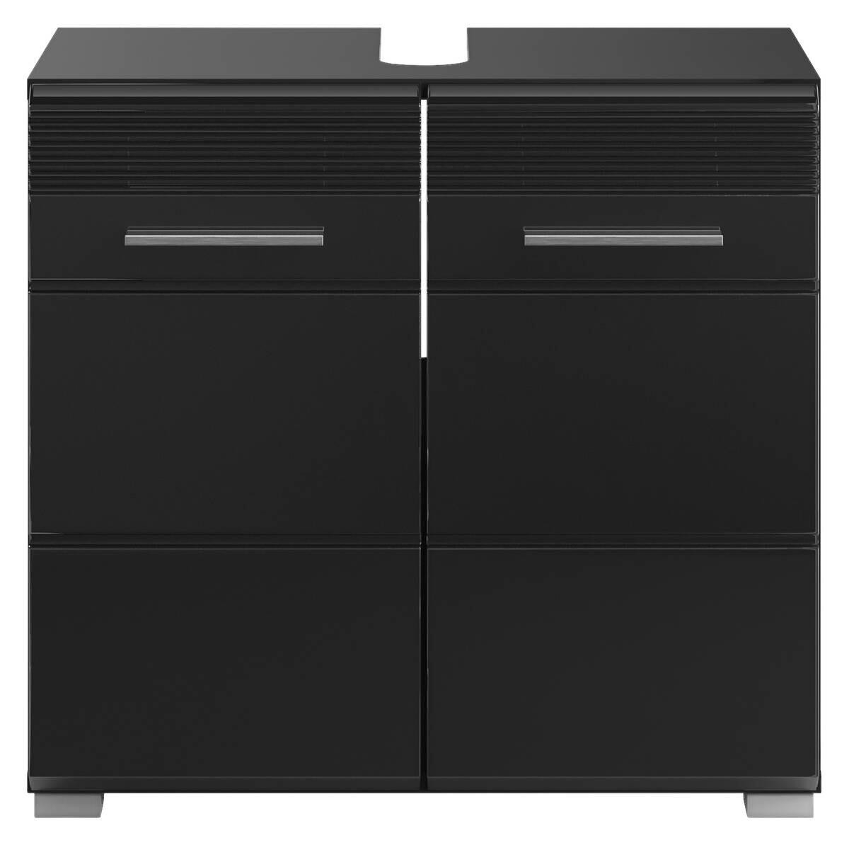 Waschbeckenunterschrank LINUS schwarz schwarz Hochglanz B/H/T: ca. 60x56x34 cm