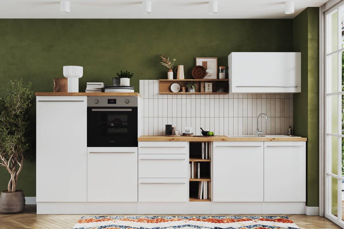 Respekta Inselküche Gabriel weiß Hochglanz B/H/T: ca. 320x200x60 cm