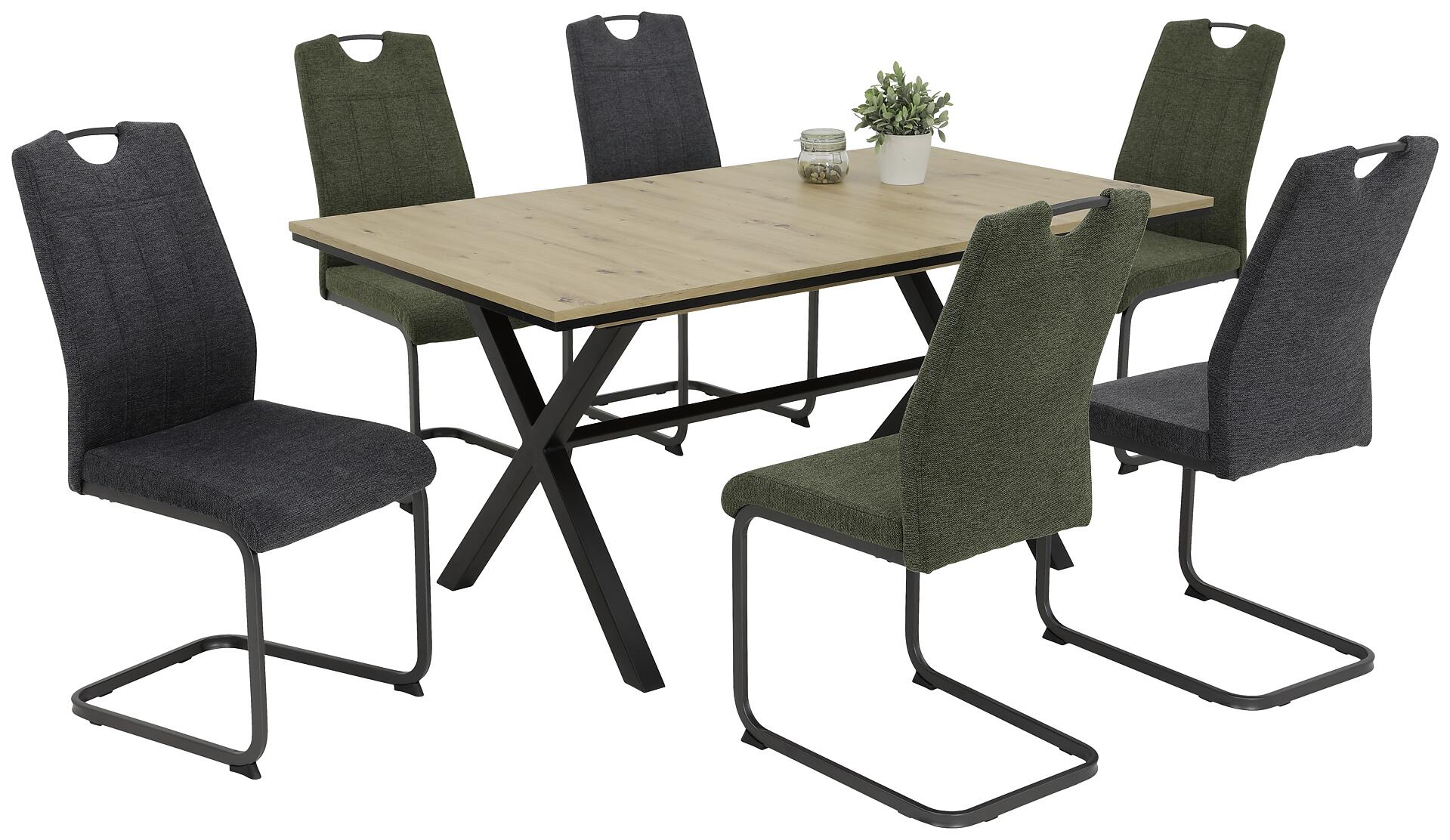 Stuhl 4er Set BRITTA anthrazit grau Microfaser Metall B/H/T: ca. 44x100x59 cm