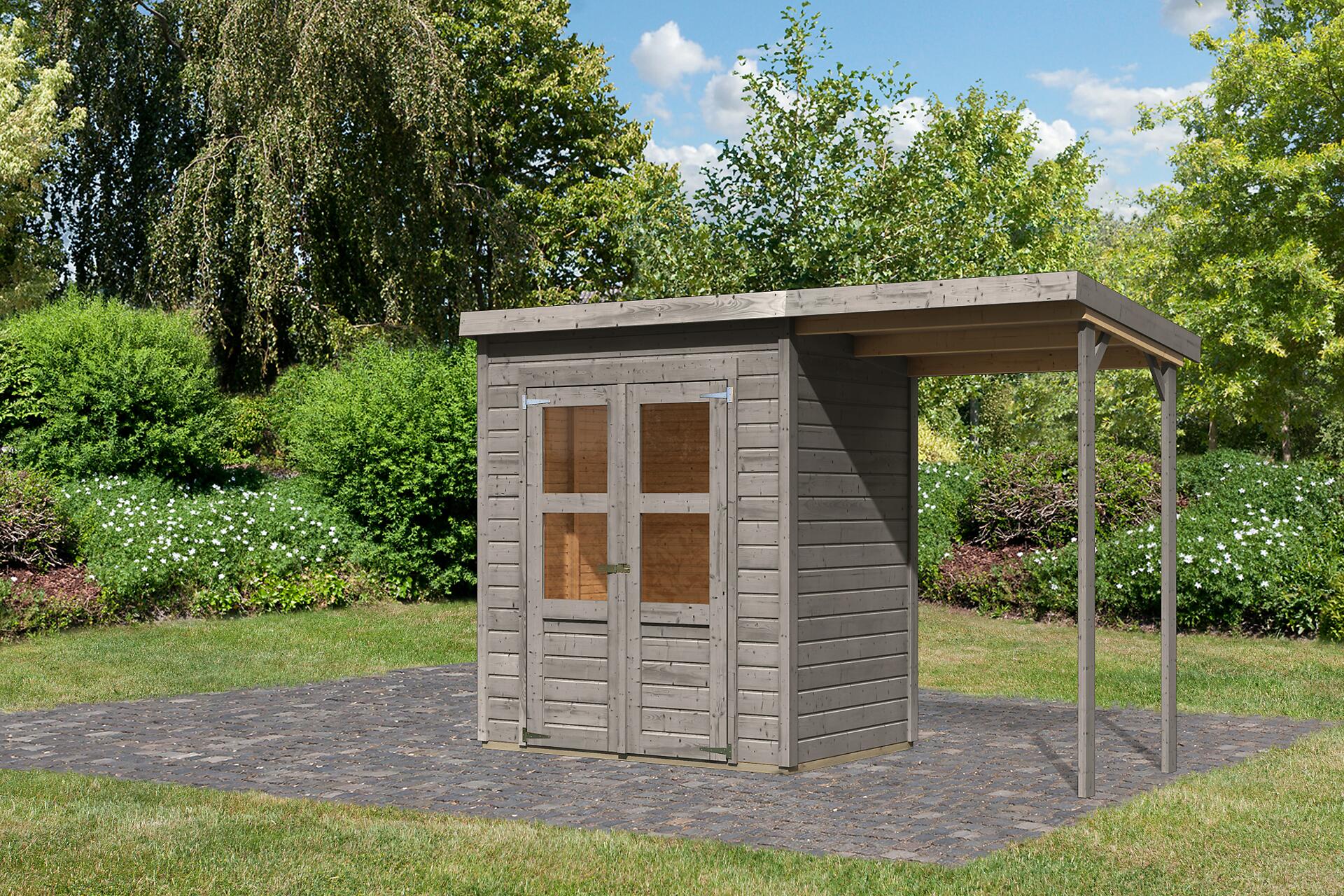 Karibu Gartenhaus Tony 0 grau B/H/T: ca. 182x219x126 cm