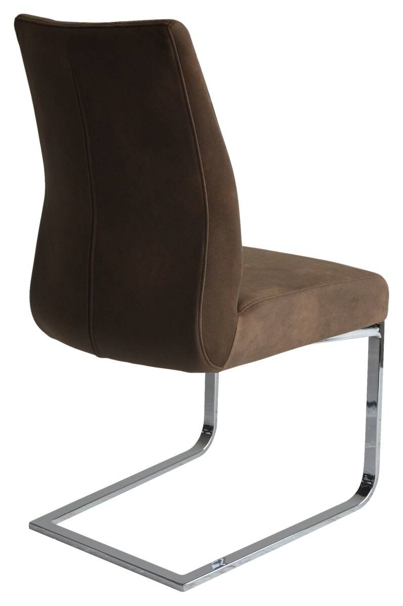 Schwingstuhl MARLEN-XXL 2er-Set dunkelbraun Vintage Chrom Stoff Metall B/H/T: ca. 72x96x80 cm