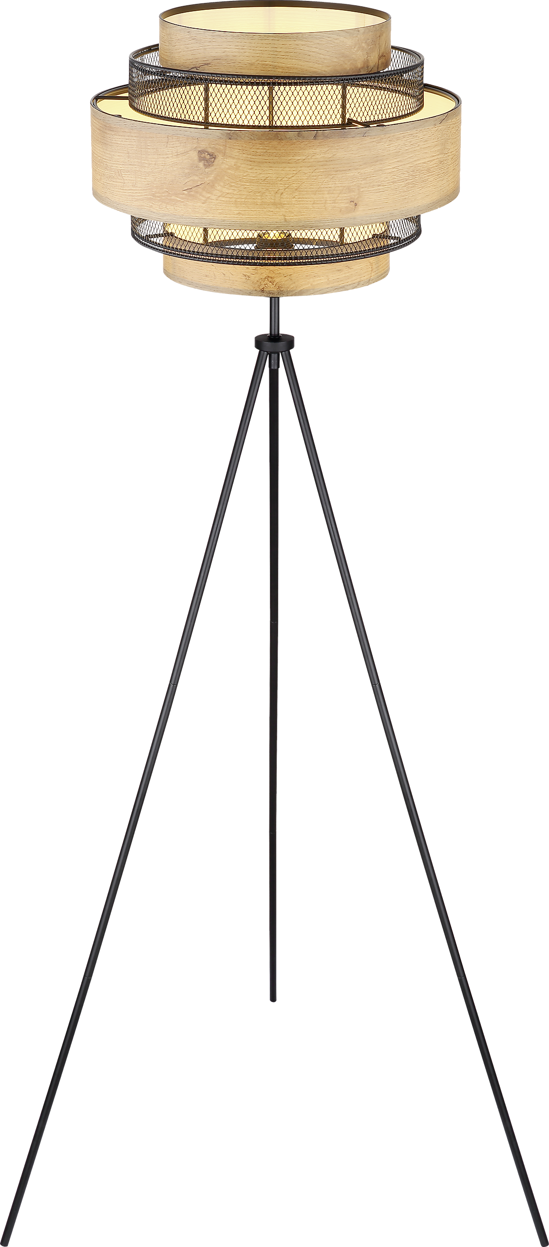 GLOBO Stehleuchte SOENI 15650S schwarz natur Metall MDF H/D: ca. 150x60 cm E27 1 Brennstellen