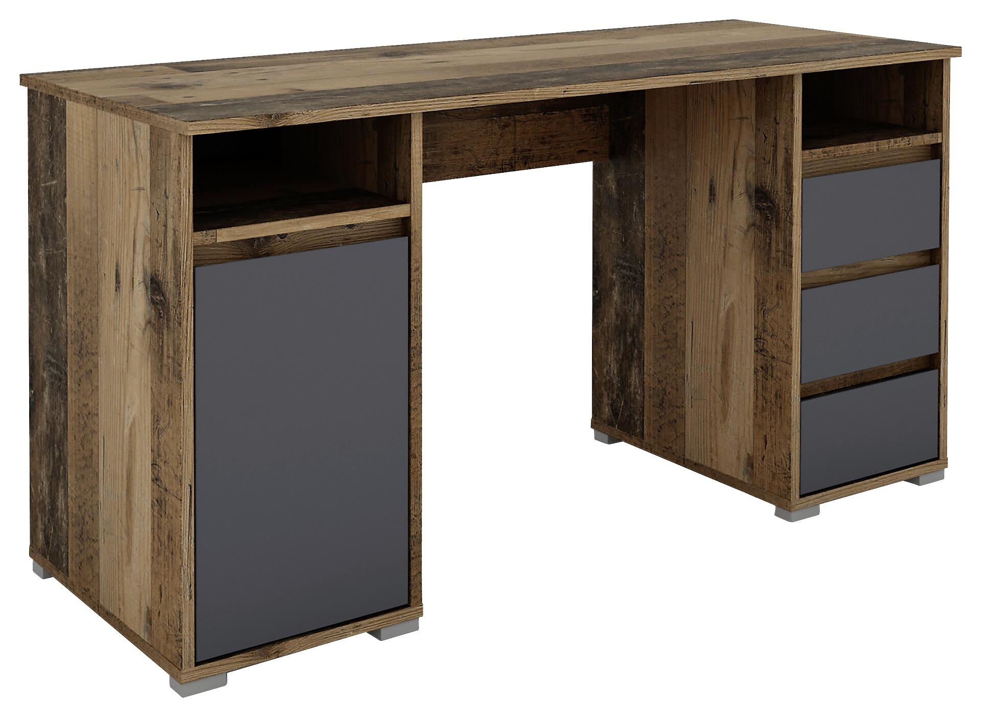 Schreibtisch LOBO Eiche Old Wood Nachbildung anthrazit B/H/T: ca. 138x75x55 cm