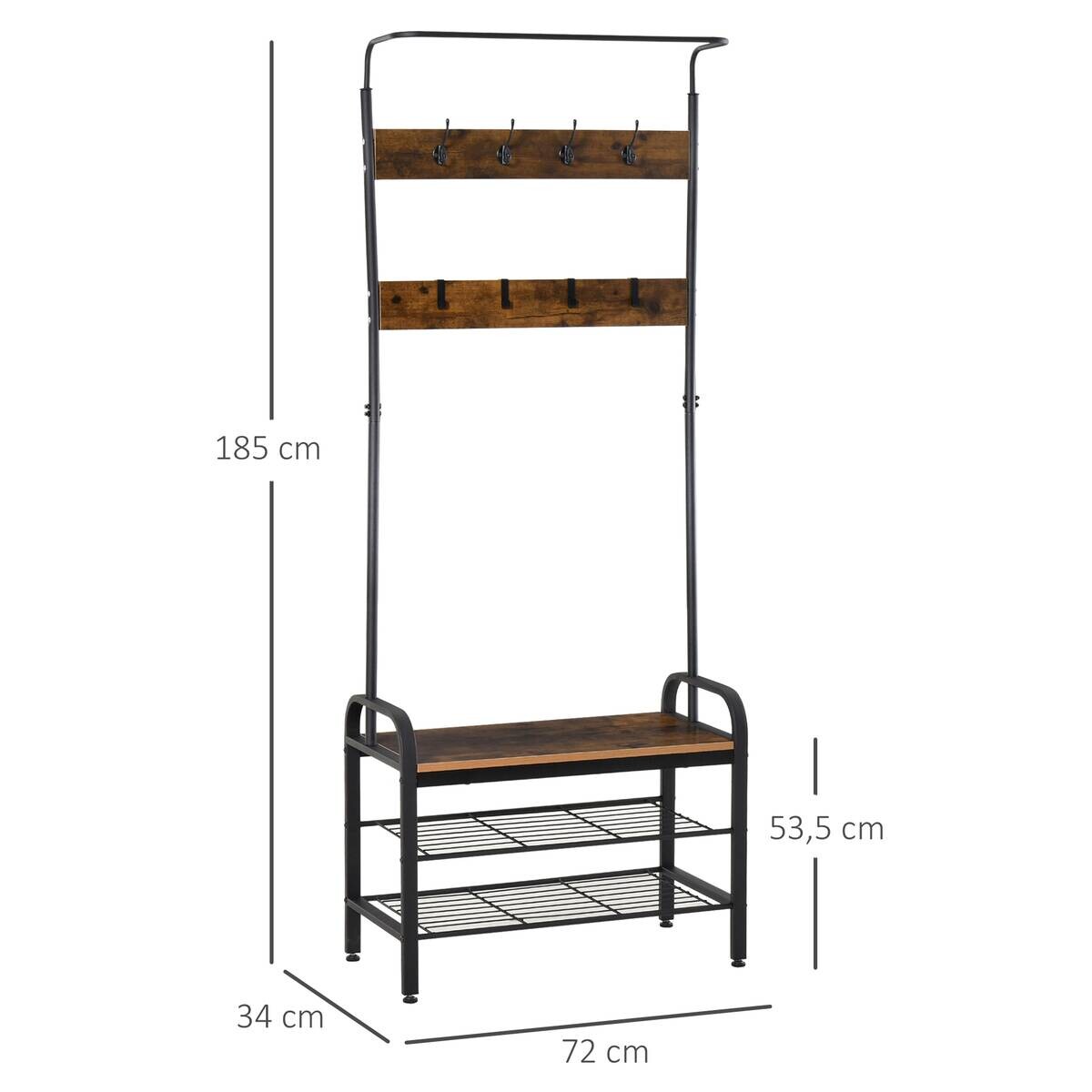 HOMCOM Garderobe schwarz Polypropylen B/H/L: ca. 34x72x185 cm