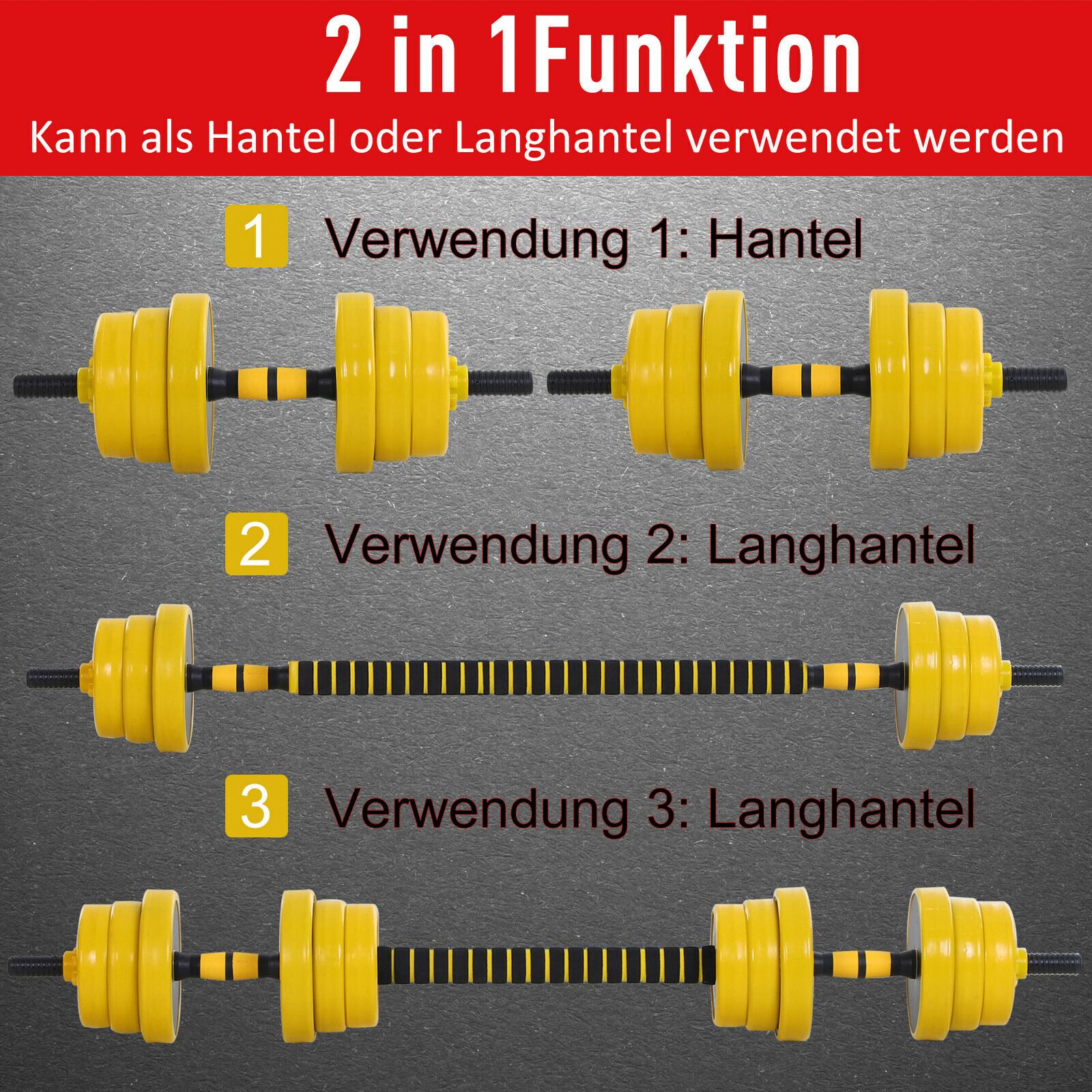 HOMCOM Hantelset 2in1 gelb Eisen B/H/L: ca. 19,5x19,5x152 cm