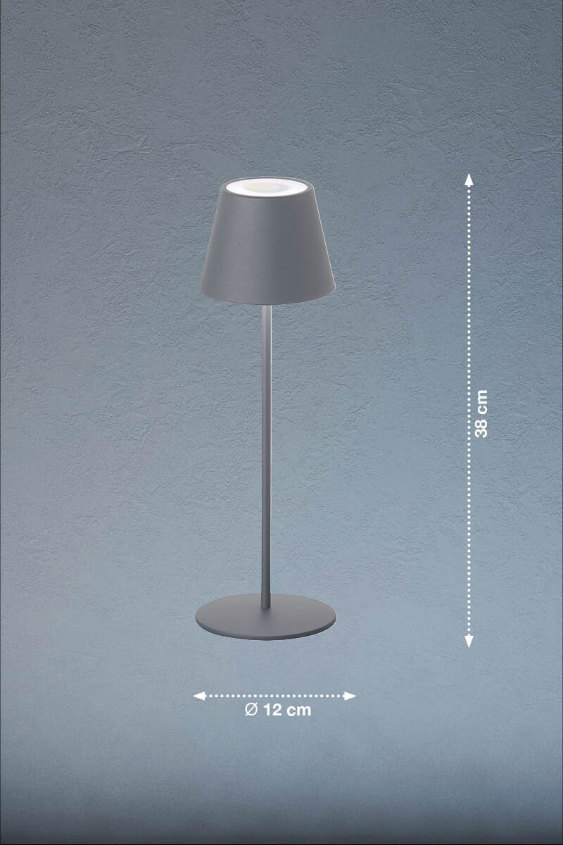 easy! by FHL Tischleuchte 850342 Cosenza grau Metall H/D: ca. 38x12 cm 1 Brennstellen