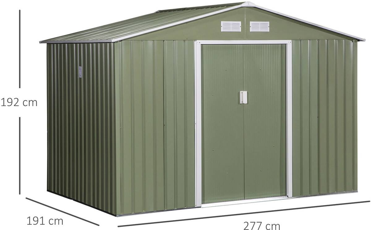 Outsunny Gartenschuppen grau Metall B/H/L: ca. 191x192x277 cm