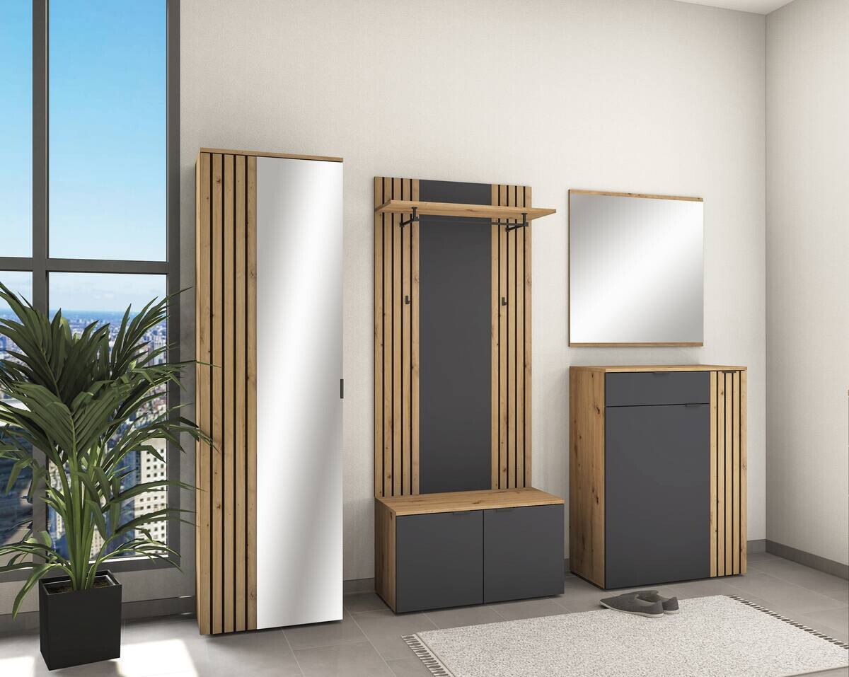 Sitzbank Lagos Eiche Artisan Nachbildung anthrazit B/H/T: ca. 80x45x38 cm