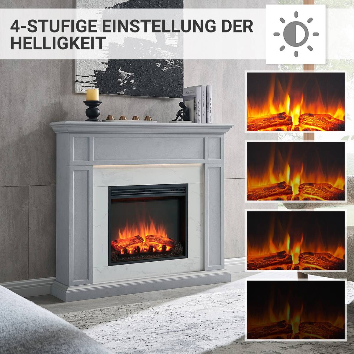 Balderia Elektrischer-Kamin Arthur EF321A-MT321D-CG Beton B/H/T: ca. 105x122x25 cm ca. 2000 W