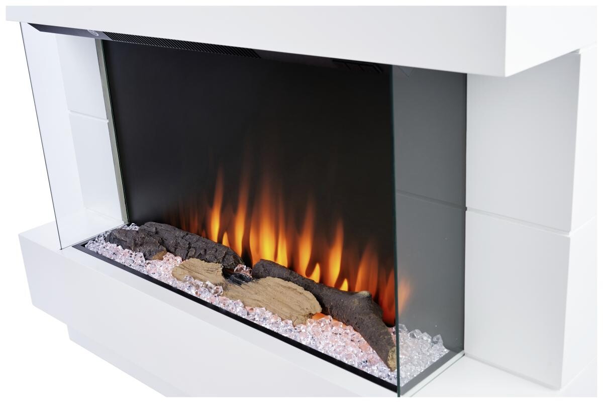 BHP Elektrischer-Kamin B992220 weiß Kunststoff Metall Glas B/H/T: ca. 100x78x27 cm