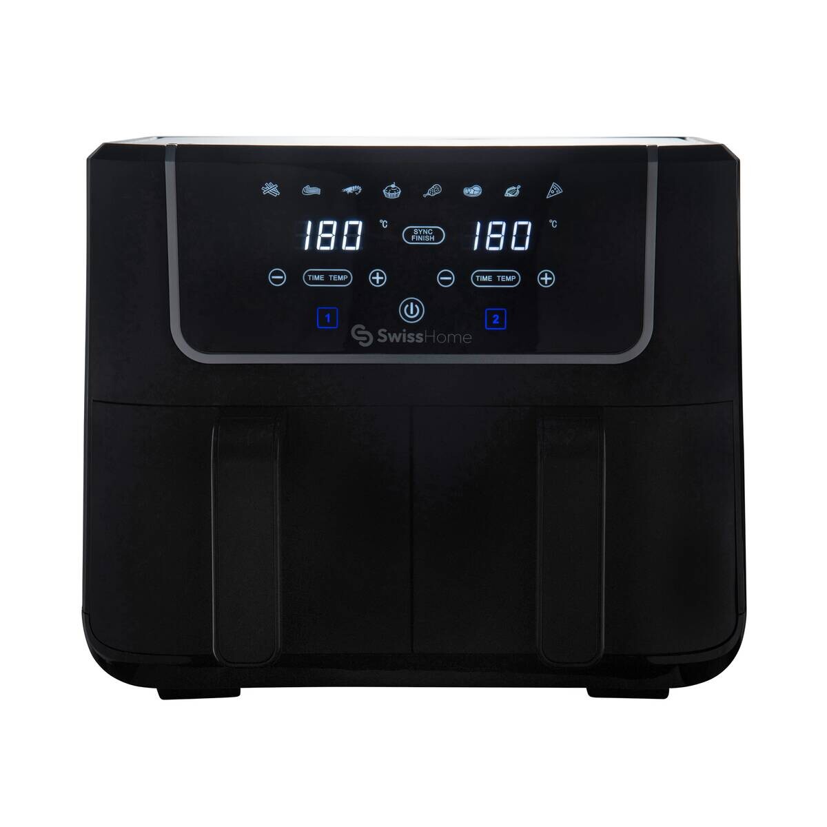 SWISS HOME Doppel-Heißluftfritteuse SH-6931 schwarz Kunststoff B/H/L: ca. 24x28x32 cm ca. 3 l
