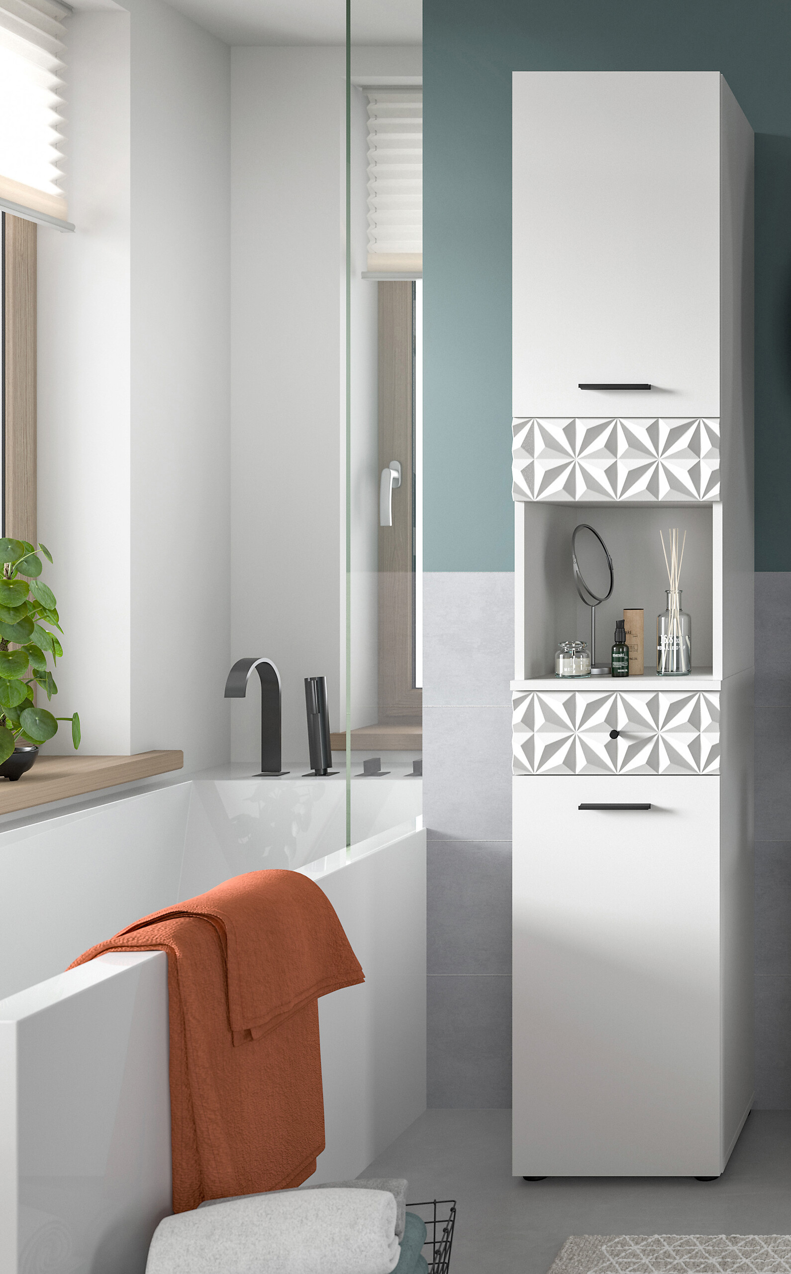 Hochschrank Prisma weiß B/H/T: ca. 35x187x34 cm