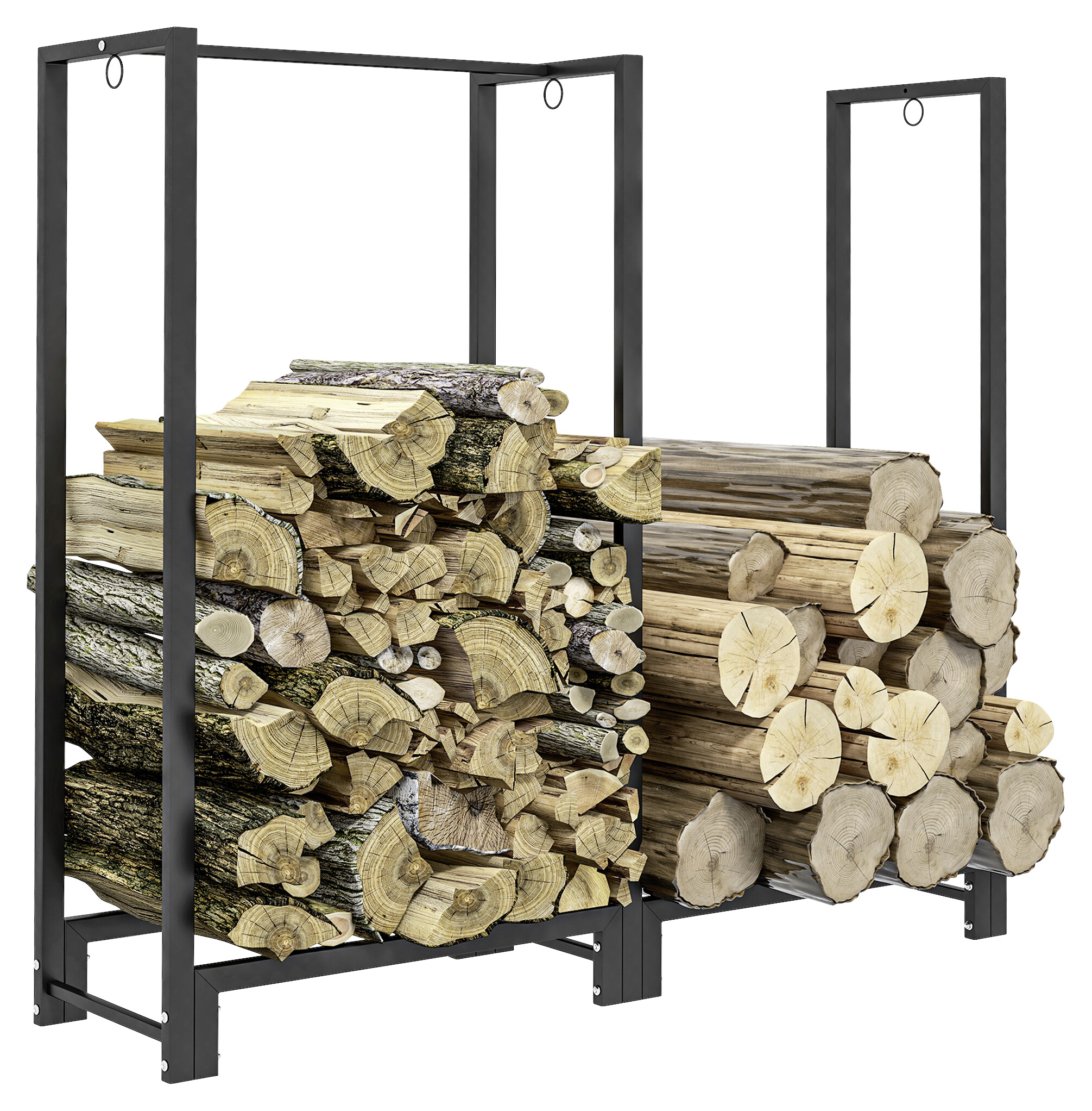 Outsunny Kaminholzregal schwarz B/H/L: ca. 32x115x123 cm