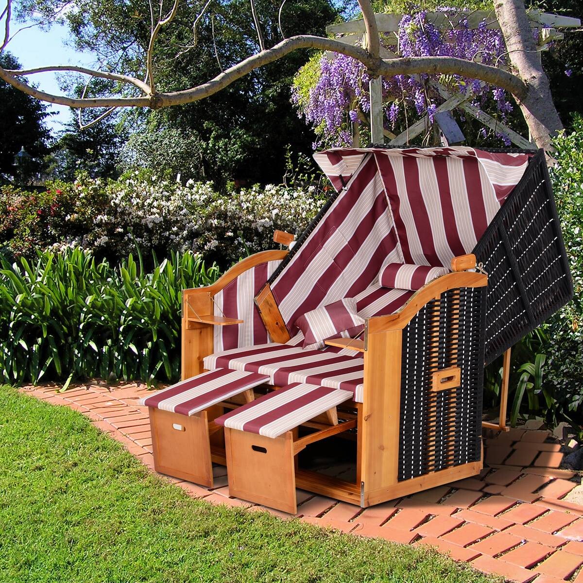 Outsunny Strandkorb braun Metall B/H/T: ca. 118x150x79 cm