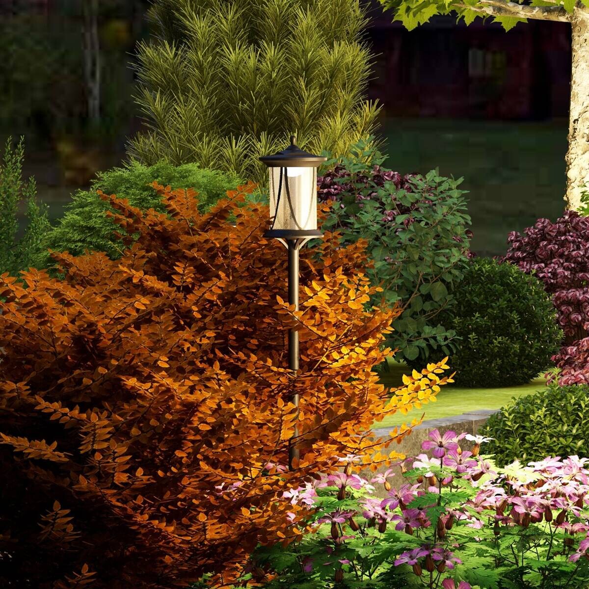 Solar Gartenlaterne schwarz Kunststoff B/H/L: ca. 17x127x17 cm