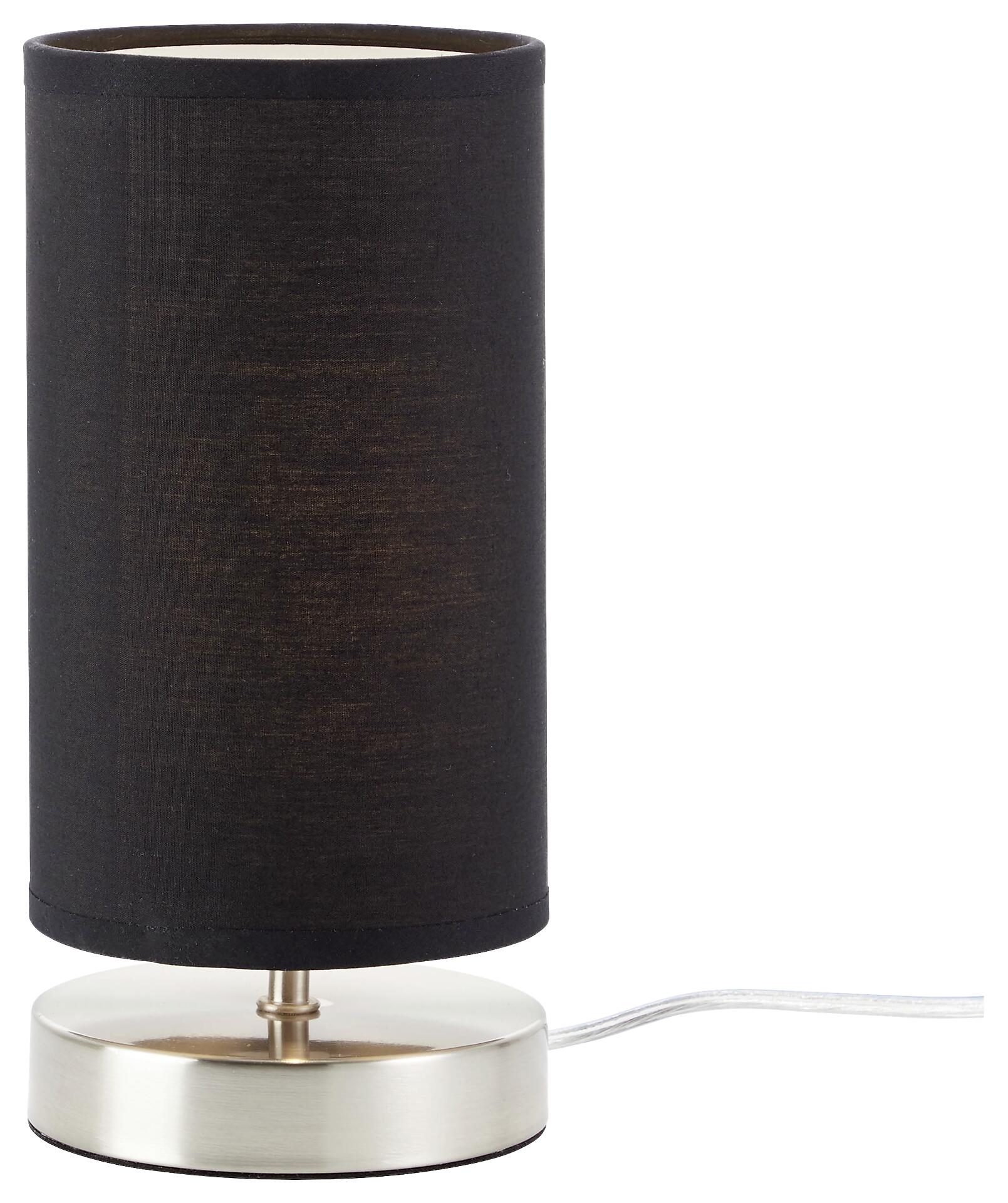 Brilliant Tischleuchte Claire schwarz nickel matt Stoff Metall H/D: ca. 25,5x12 cm E14 1 Brennstellen