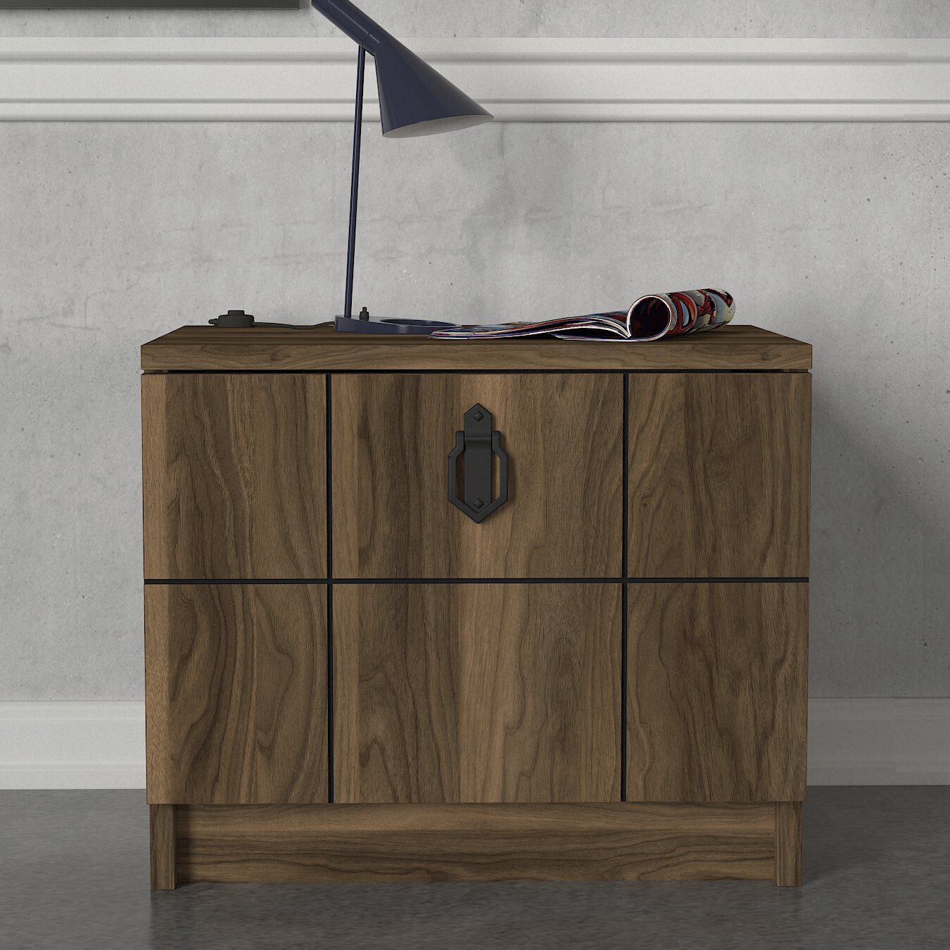 Nachtkonsole Lost walnuss Nachbildung B/H/T: ca. 49x41x35 cm