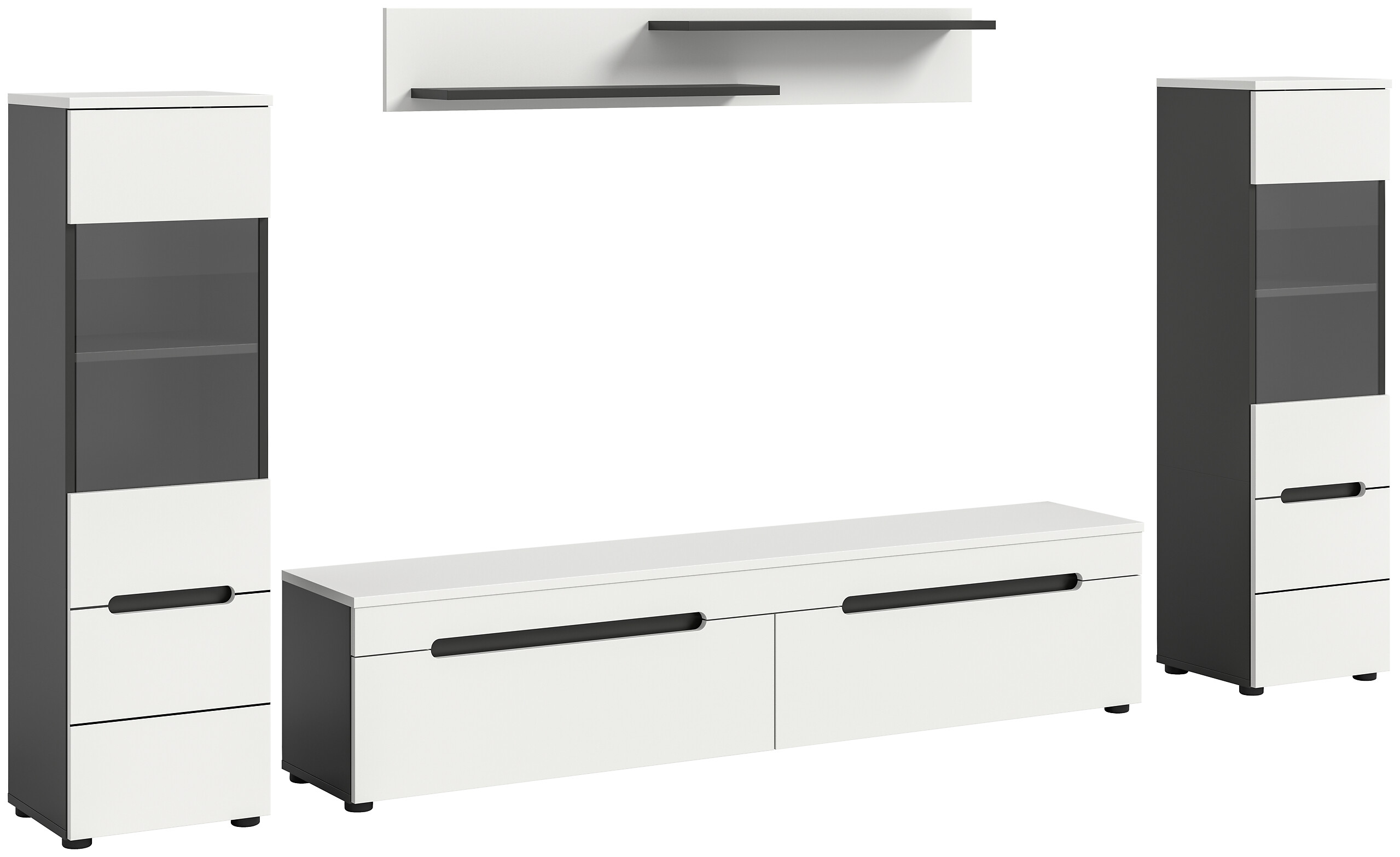 Wohnwand Canu basaltgrau weiß B/H/T: ca. 272x141x33 cm