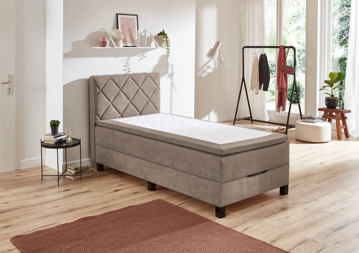 Boxspringbett Jeff taupe Liegefläche B/L: ca. 100x200 cm