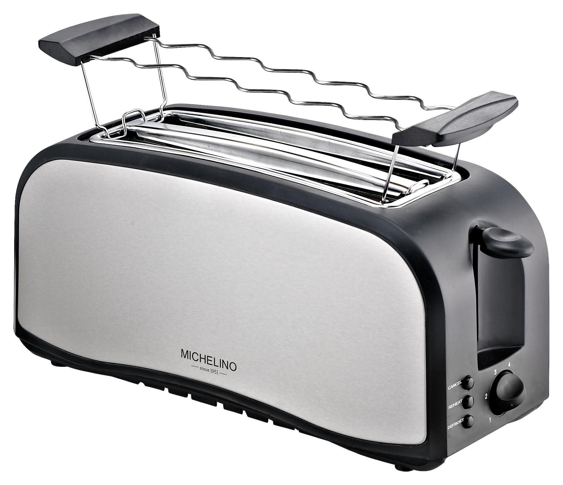 MICHELINO Toastautomat 74292 Edelstahloptik schwarz Edelstahl Kunststoff B/H/L: ca. 14x20x17 cm