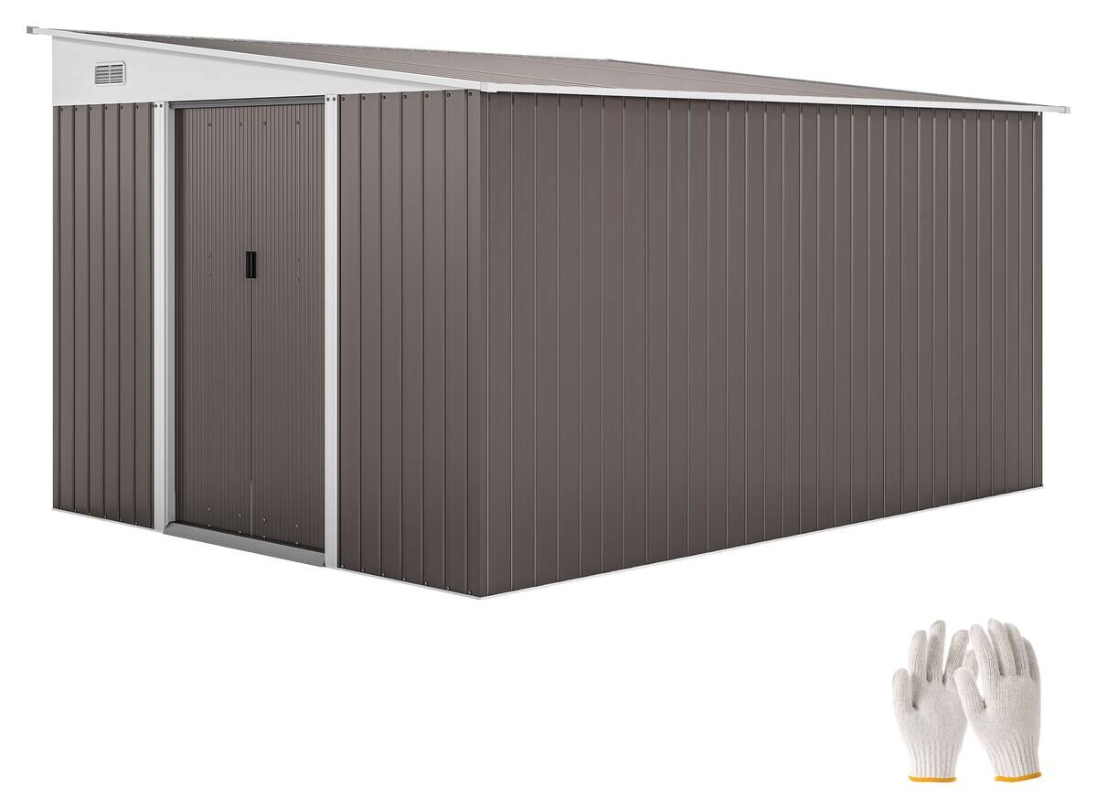 Outsunny Gartenschuppen grau Stahl B/H/L: ca. 345x201x280 cm