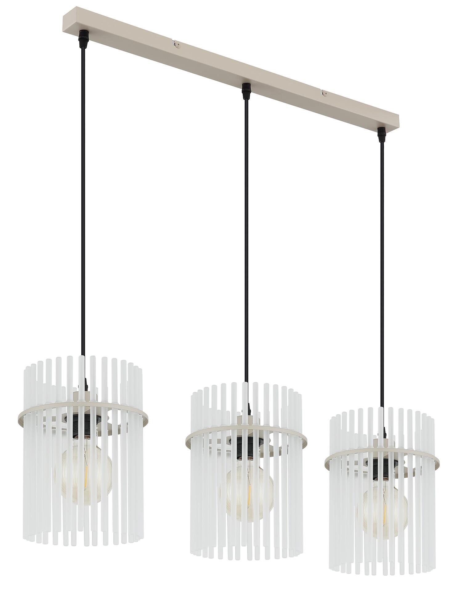 GLOBO Pendelleuchte sand Metall Glas B/H/T: ca. 80x140x20 cm E27 3 Brennstellen