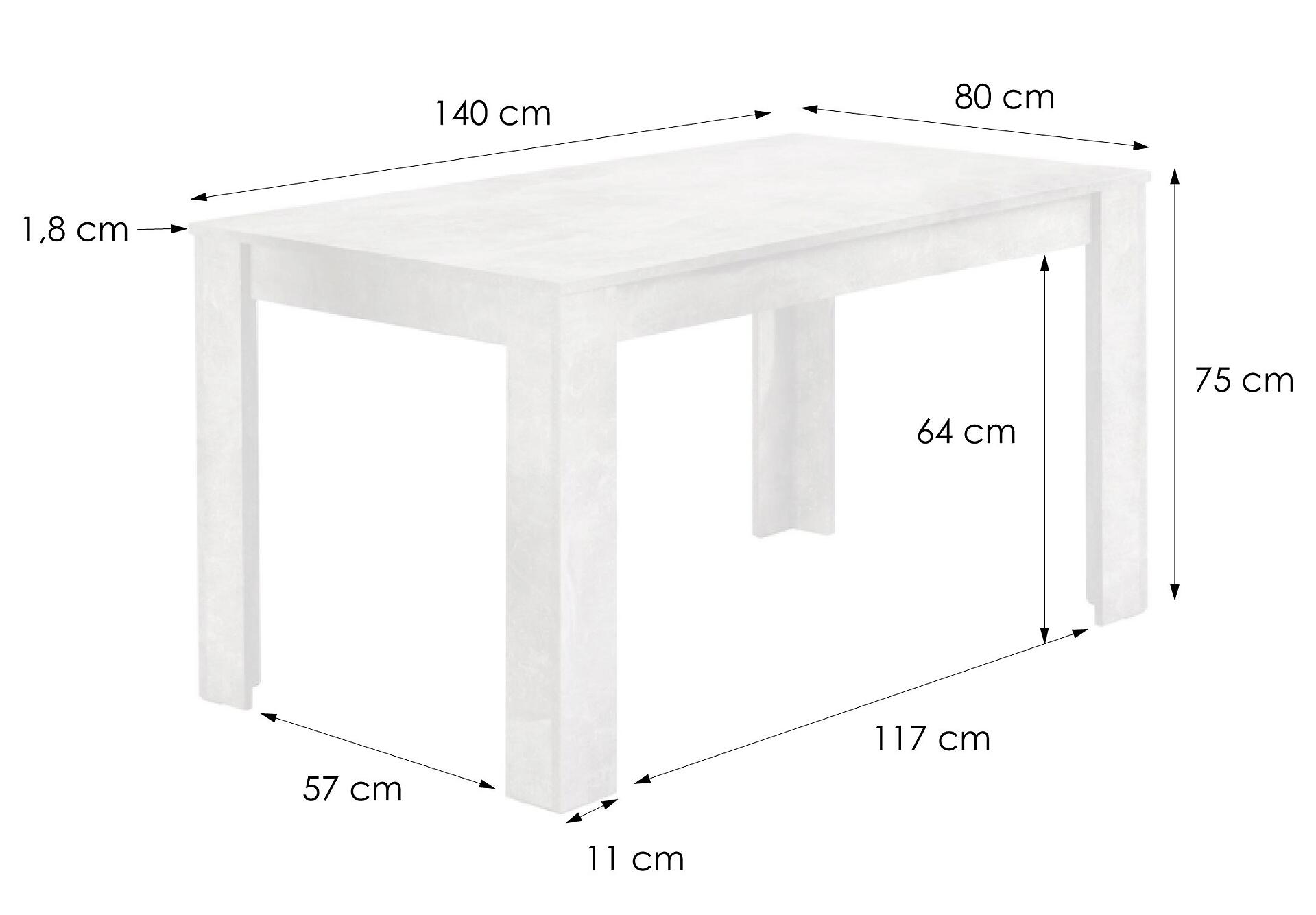 Tisch NEPAL Beton Optik B/H/T: ca. 140x75x80 cm