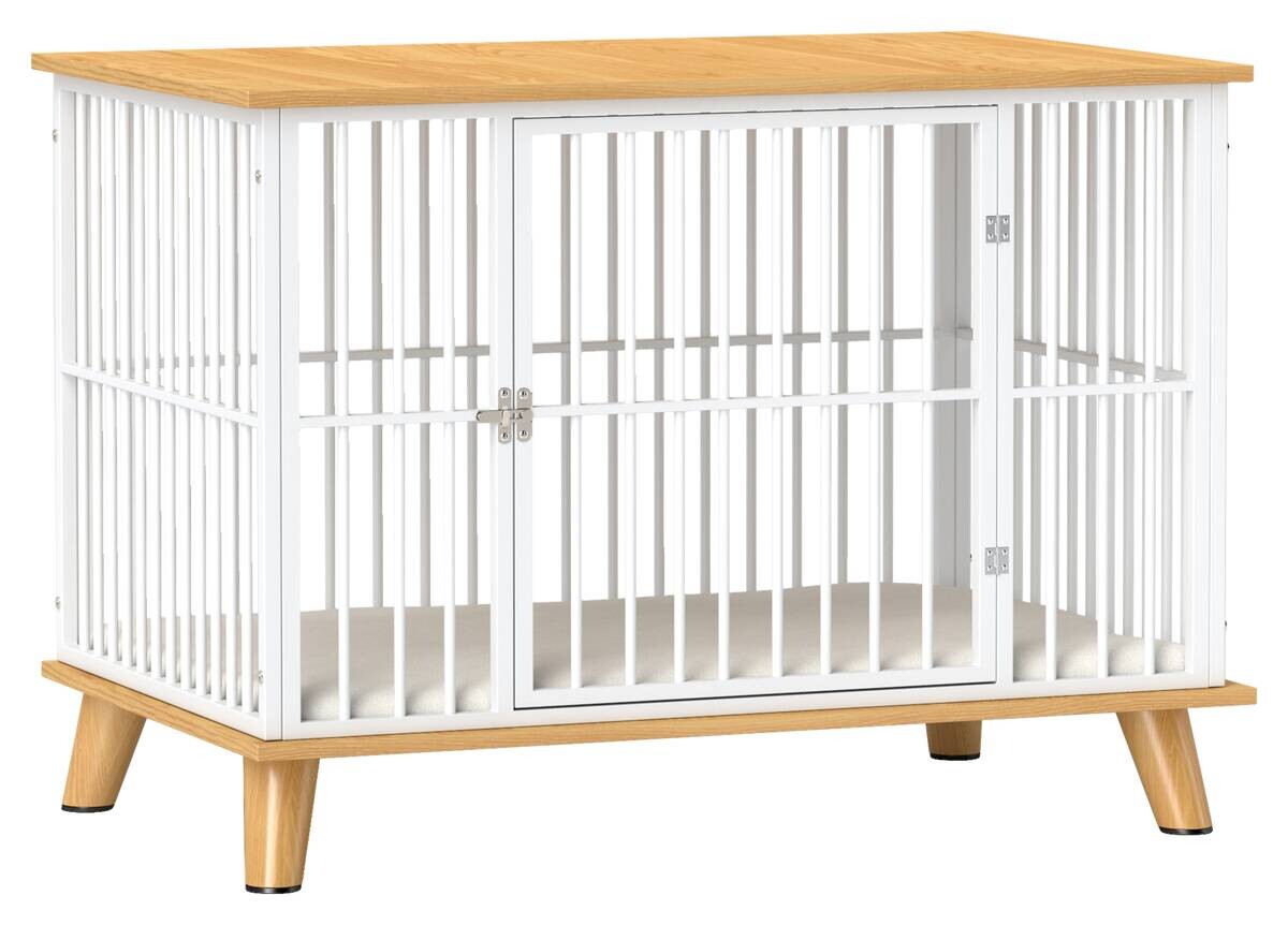 PawHut Hundekäfig Eiche Stahl B/H/L: ca. 60x70x86 cm