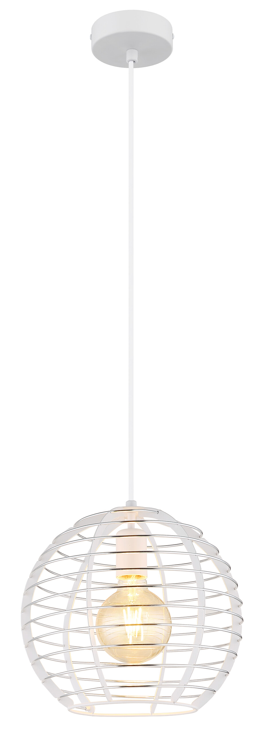 GLOBO Hängeleuchte Chrom weiß Metall Aluminium B/H/L: ca. 34x33x34 cm E27 1 Brennstellen