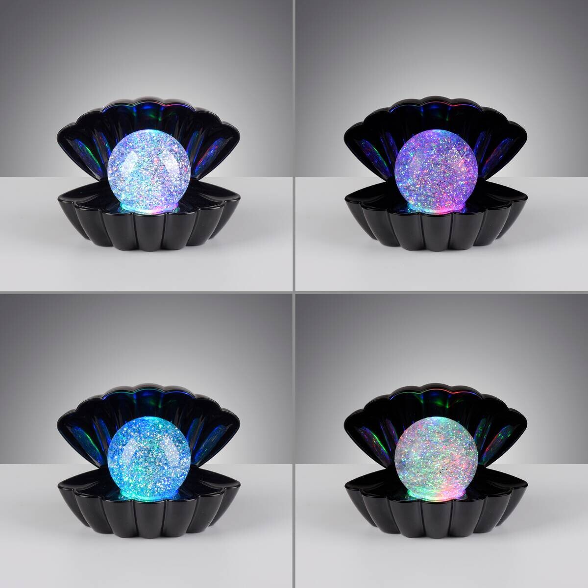 Just Light LED-Dekoleuchte Muschel schwarz Kunststoff B/H/D: ca. 18x13x14,8 cm