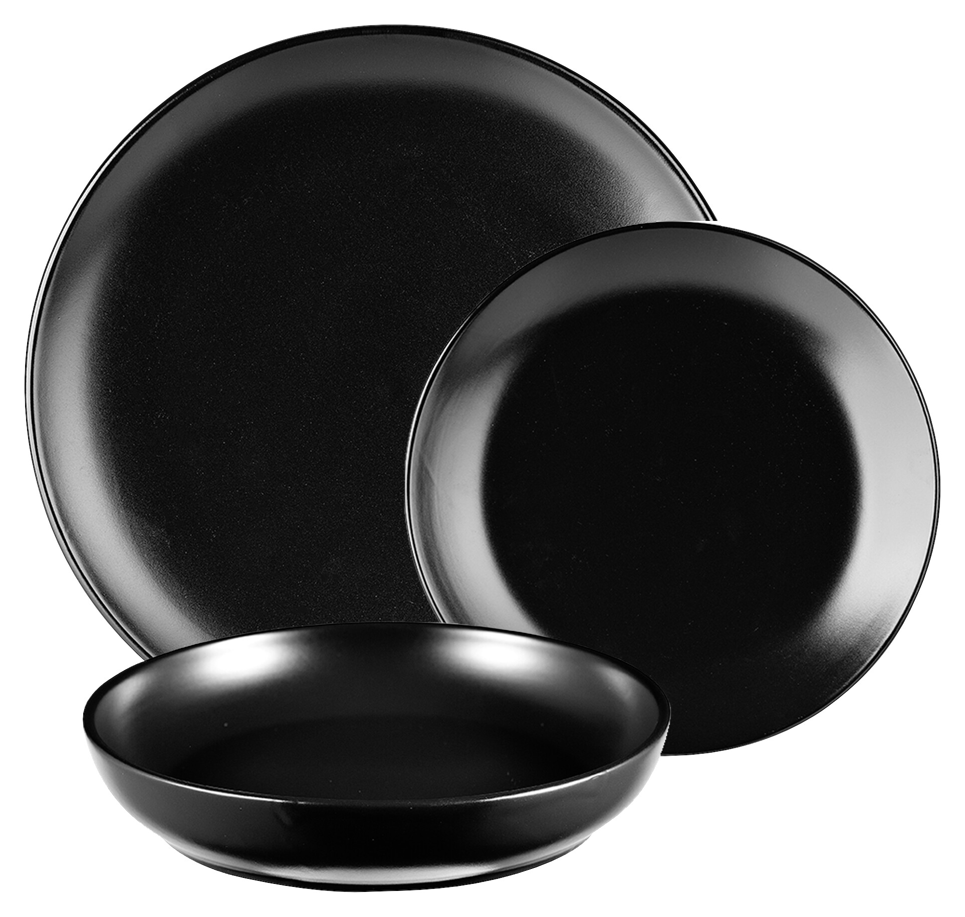 BERGNER Geschirrset CHARCOAL schwarz Steingut 12 tlg.