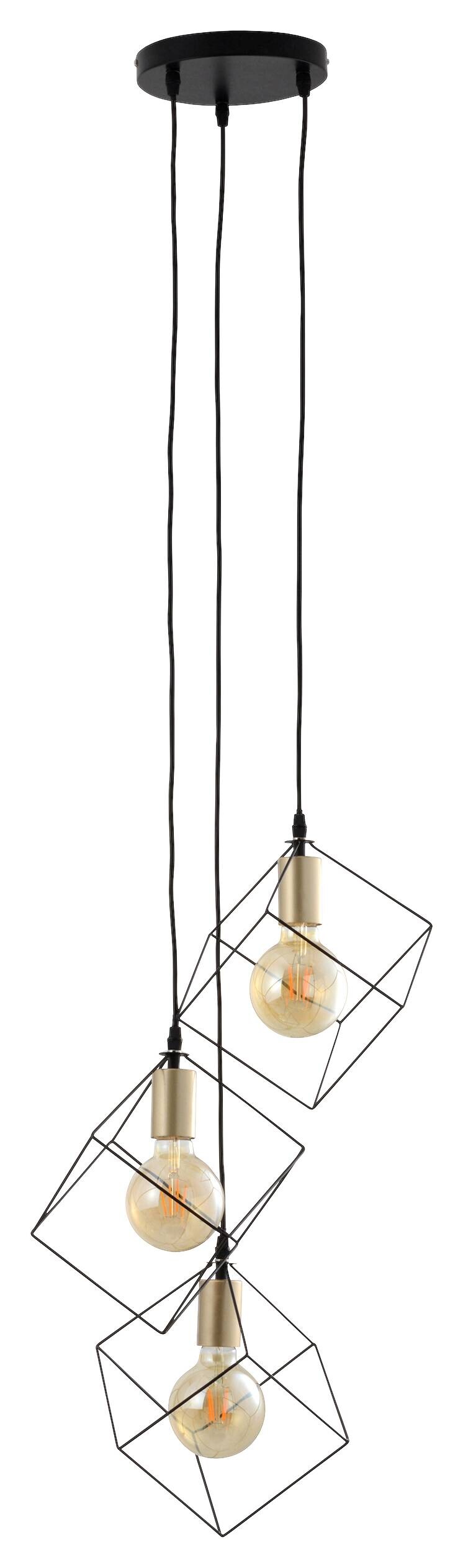 Näve Leuchten Pendelleuchte 7082922 schwarz Metall Kunststoff B/H/T: ca. 39x146x39 cm E27 3 Brennstellen