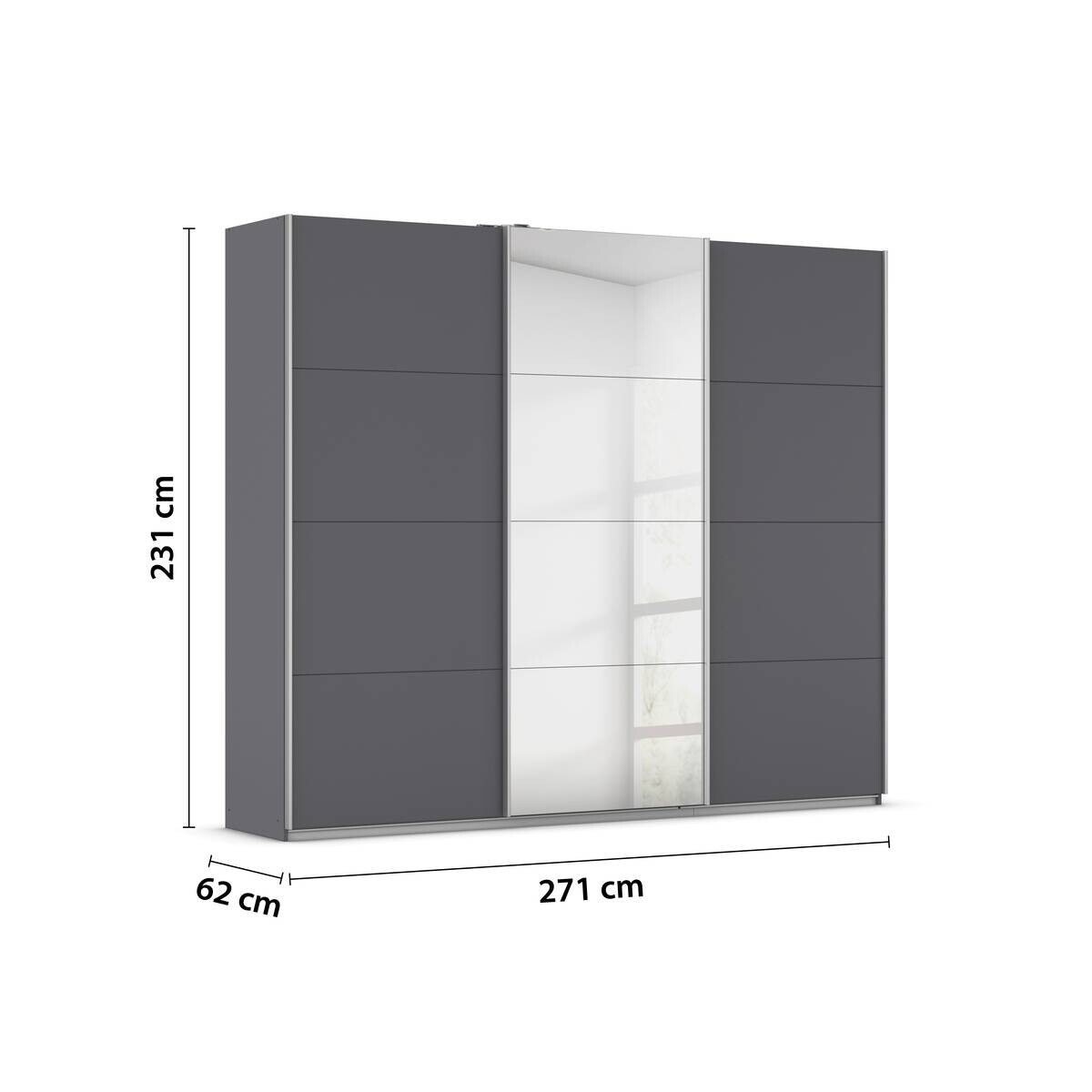 Kleiderschrank Kulmbach grau B/H/T: ca. 271x229x62 cm