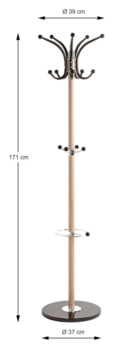 Garderobenständer  Eiche Nachbildung schwarz H/D: ca. 171x37 cm