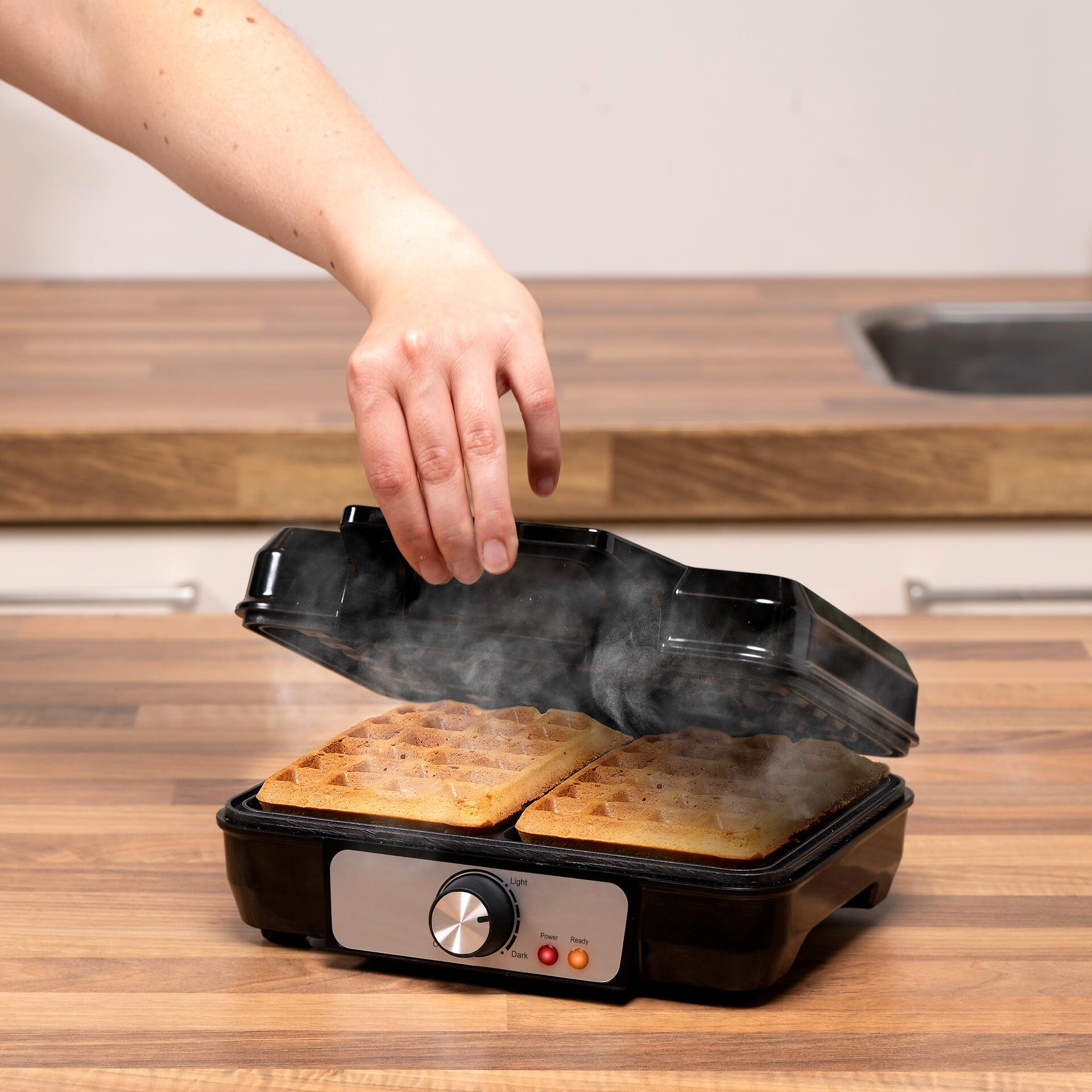 alpina Waffelautomat schwarz Alu B/H/L: ca. 24x10x24 cm