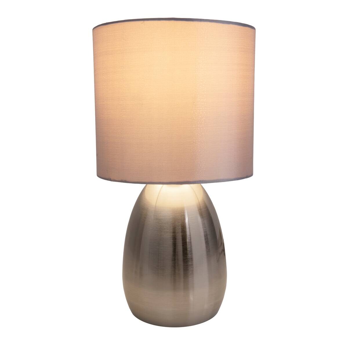 Näve Leuchten Tischleuchte 3189650 stahlfarbig Kunststoff Metall Textil B/H/T: ca. 17,5x33x17,5 cm E14 1 Brennstellen