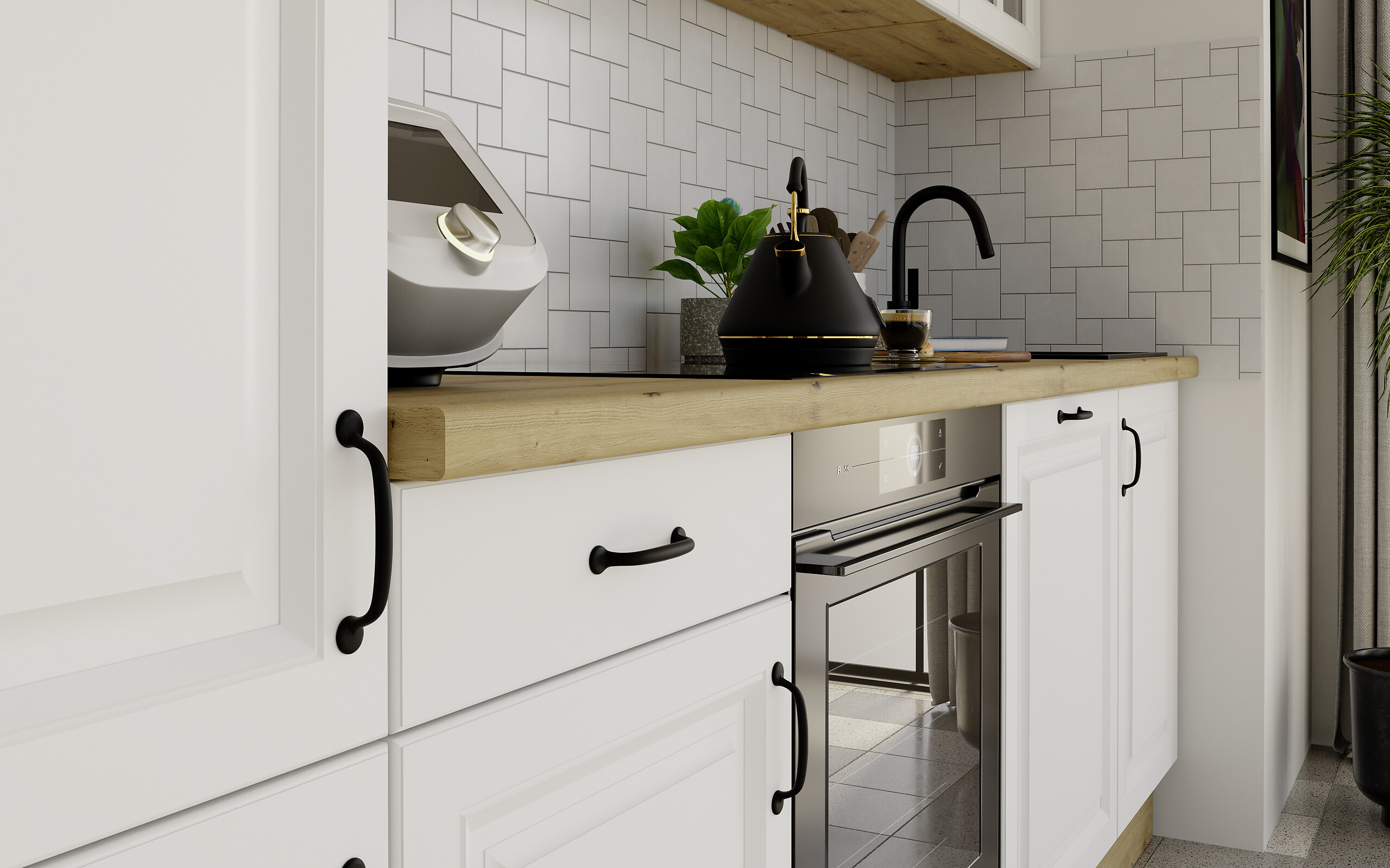 Küchenblock Stina weiß B/H/T: ca. 280x219x60 cm