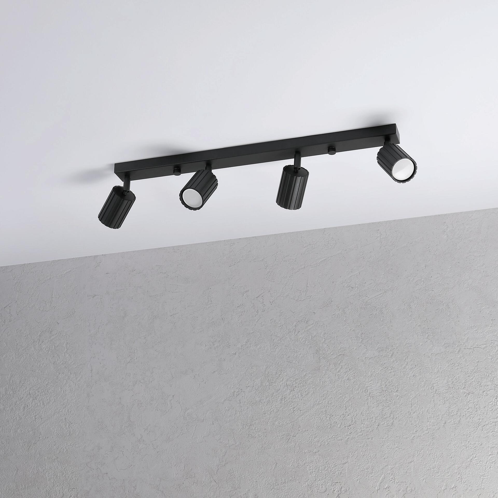 Lamkur Strahler Prisma schwarz Stahl B/H/L: ca. 6,5x16,5x81 cm 4 Brennstellen