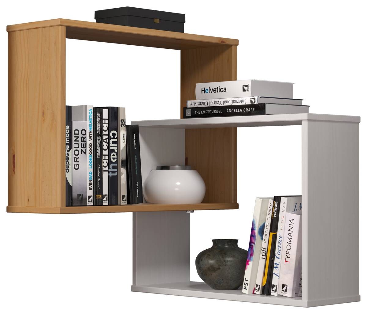 Wandregal Mestre weiß lackiert Optik honig lackiert Optik B/H/T: ca. 60x66x20 cm