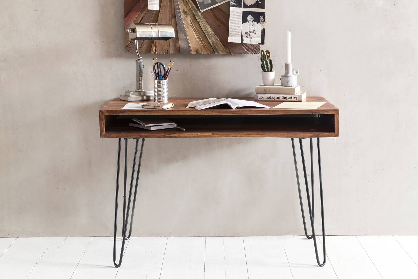 Schreibtisch natur schwarz matt B/H/T: ca. 110x76x60 cm