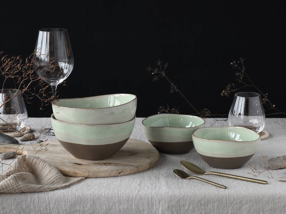 CreaTable Bowl-Set Basalt Bio salbei Steinzeug
