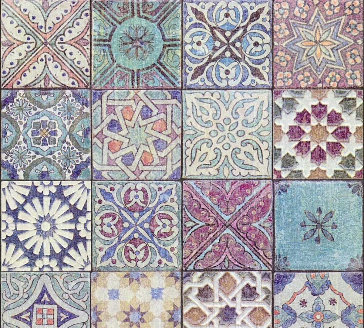 Vliestapete Fliesenoptik bunt B/L: ca. 53x1005 cm